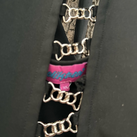 Edikted Goth Grunge Black Halter with Silver Chain Accents - Picture 2 of 7